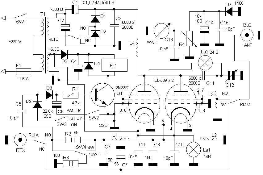 Усилитель мощности раций КП-101-12 (27 МГц, 100 Вт)